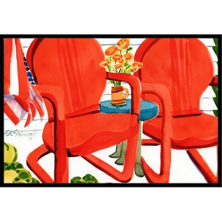 Carolines Treasures Red Chairs Patio View Indoor or Outdoor Mat- 24 x 36 in. 6140JMAT